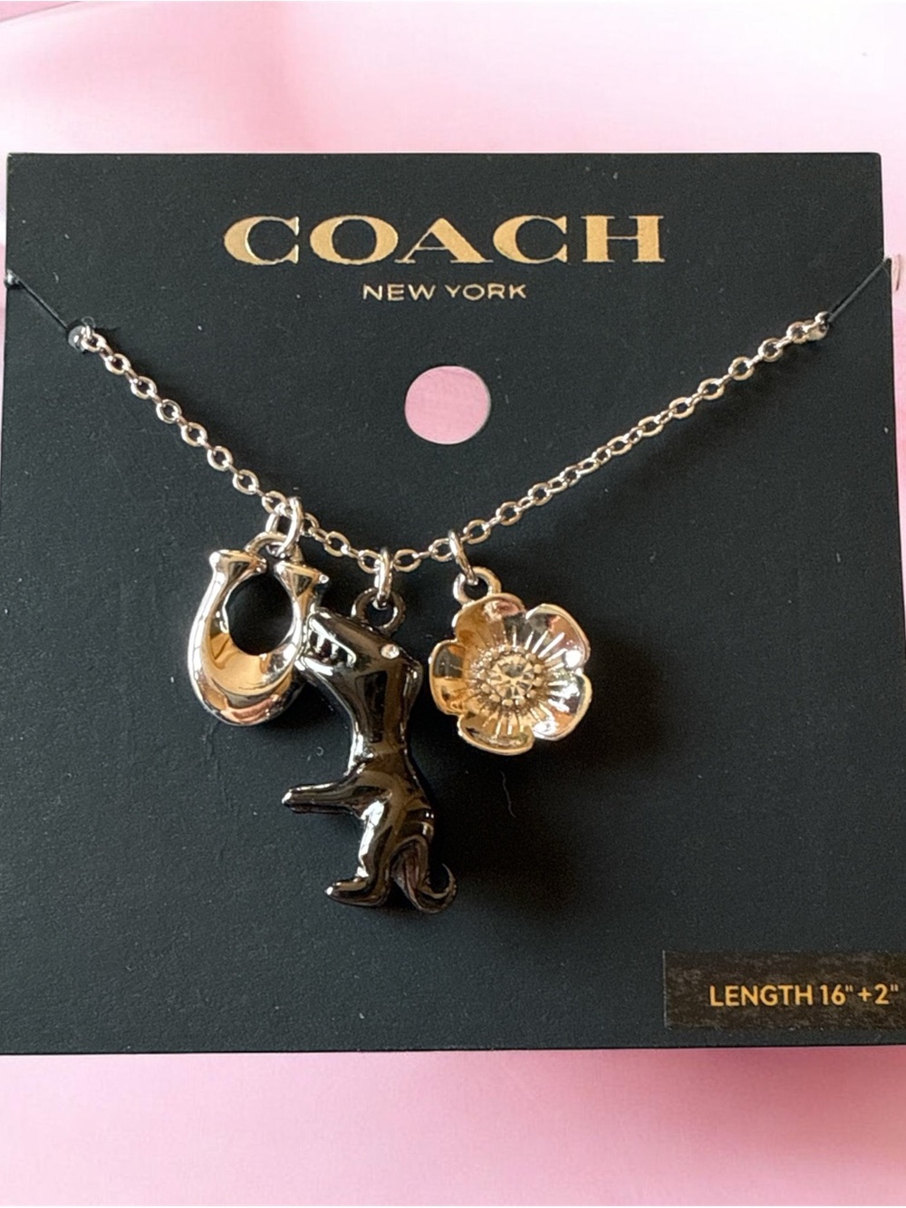 Coach  Rexy Signature Charm
Necklace silver Tone nwt
